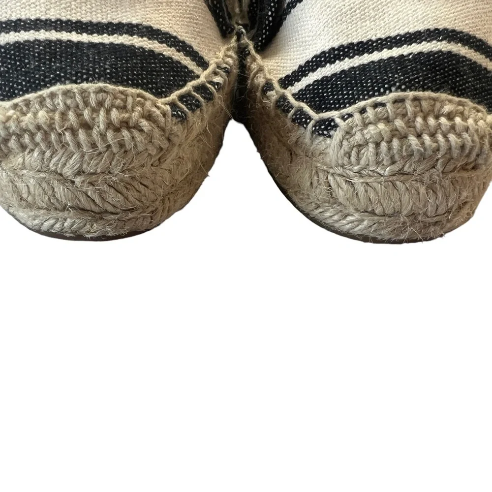 Soludos Knotted Platform Espadrille Slipper Boho Flats Shoes Black & Cream sz 8